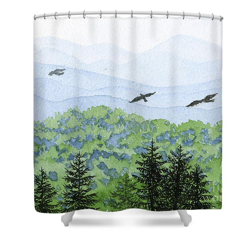 Mountains Shower Curtain featuring the painting Asheville Blues by Anne Marie Brown