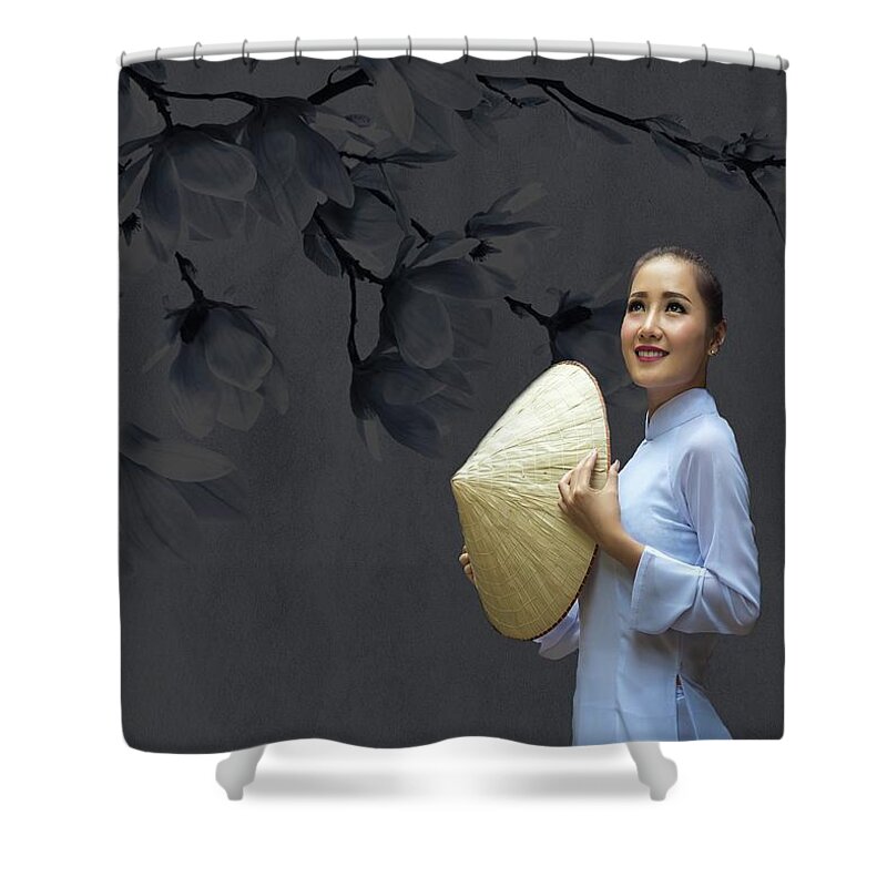 Asian Shower Curtain featuring the photograph Asian Blossoms by Movie Poster Prints