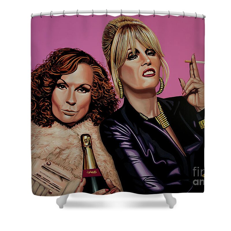 Joanna Lumley Shower Curtain featuring the painting Absolutely Fabulous Painting by Paul Meijering