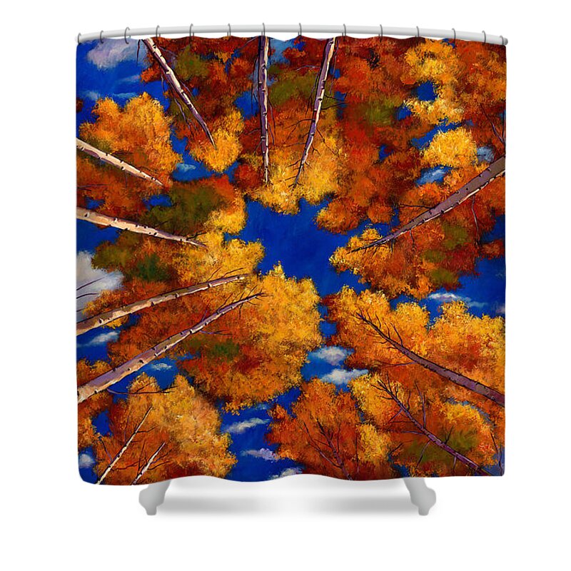 Autumn Aspen Shower Curtain featuring the painting Aspen Vortex by Johnathan Harris