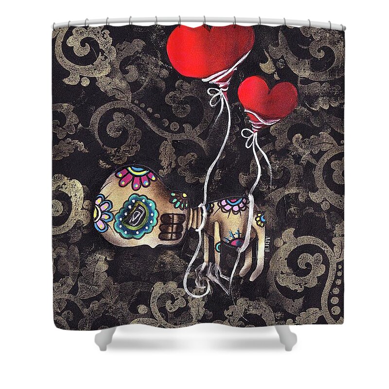 Day Of The Dead Shower Curtain featuring the painting Asphyxiated by Abril Andrade