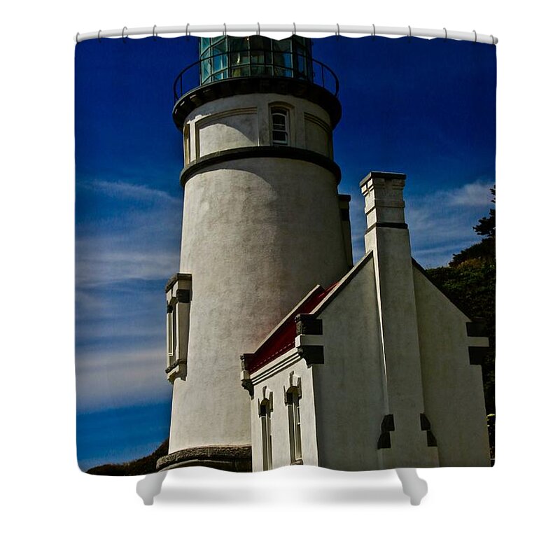 Heceta Shower Curtain featuring the photograph Aspiring to Blue by Laddie Halupa
