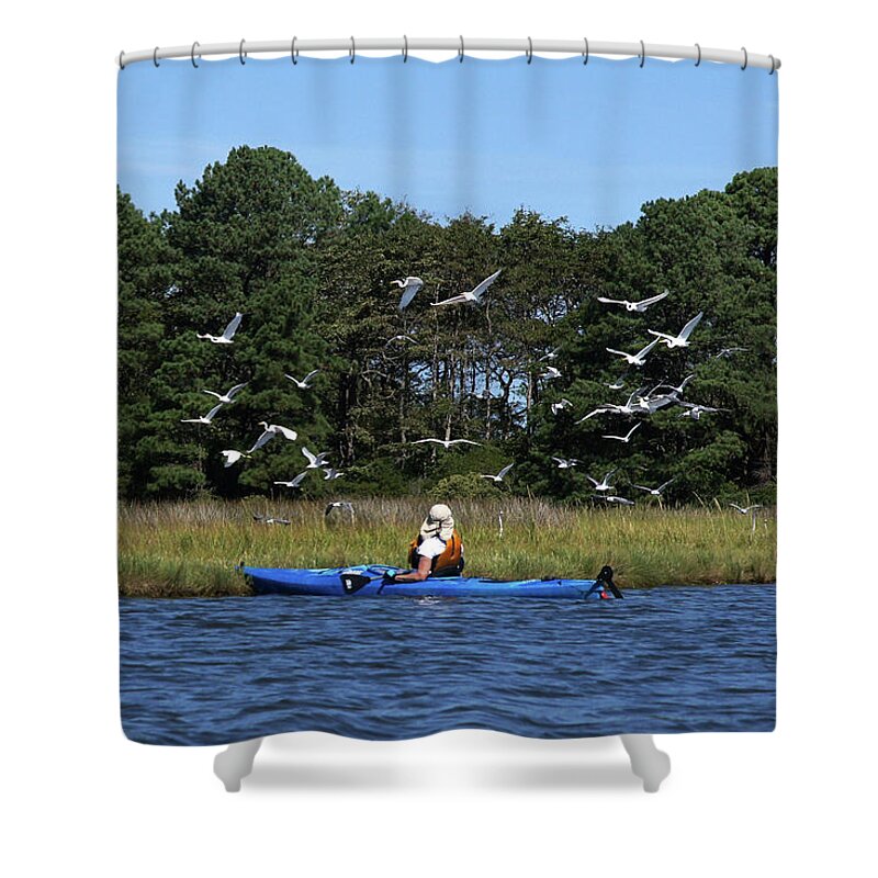 De Shower Curtain featuring the photograph Assawoman Wildlife Area #04726 by Raymond Magnani