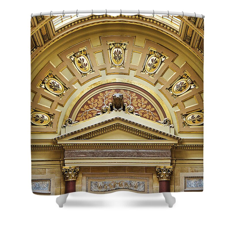 Wisconsin Shower Curtain featuring the photograph Assembly Entrance - Capitol - Madison - Wisconsin by Steven Ralser