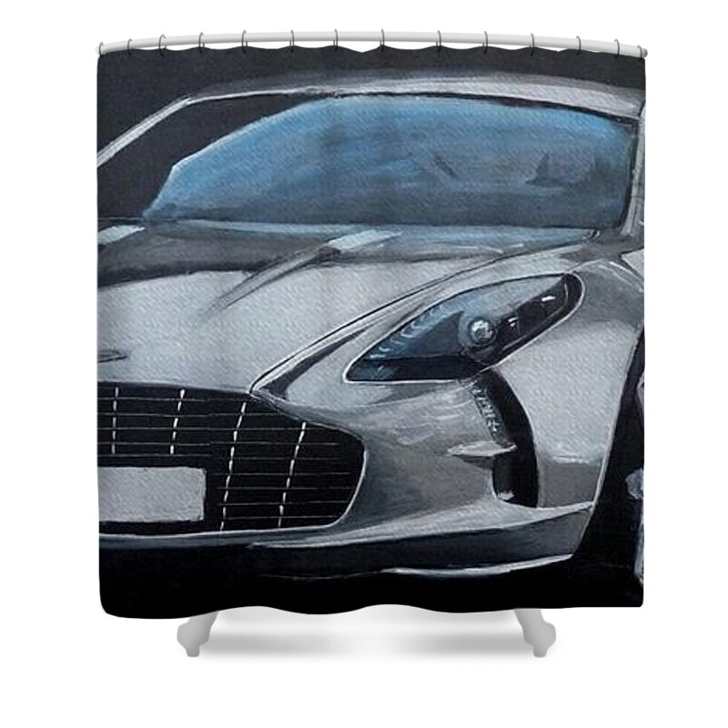 Car Shower Curtain featuring the painting Aston Martin One-77 by Richard Le Page