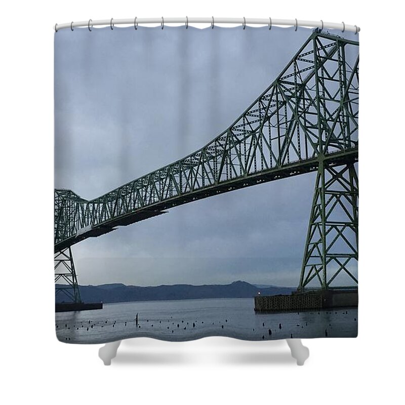 Megler Bridge Astoria Oregon Washington Border Shower Curtain featuring the photograph Astoria Megler Bridge by Charlene Mitchell