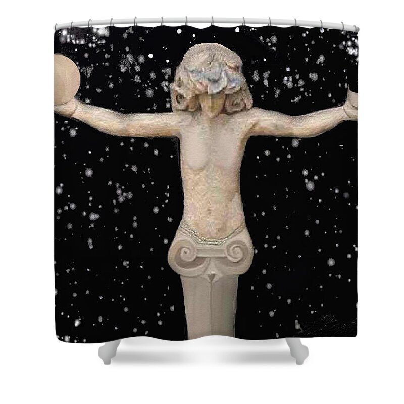 Astronomica Art Space Shower Curtain featuring the digital art Astronomica2 by Robert aka Bobby Ray Howle