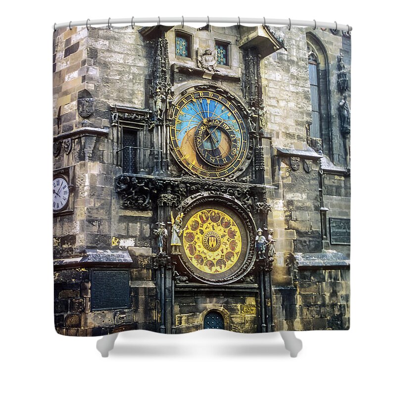 Astronomical Clock Shower Curtain featuring the photograph Astronomical Clock by Bob Phillips