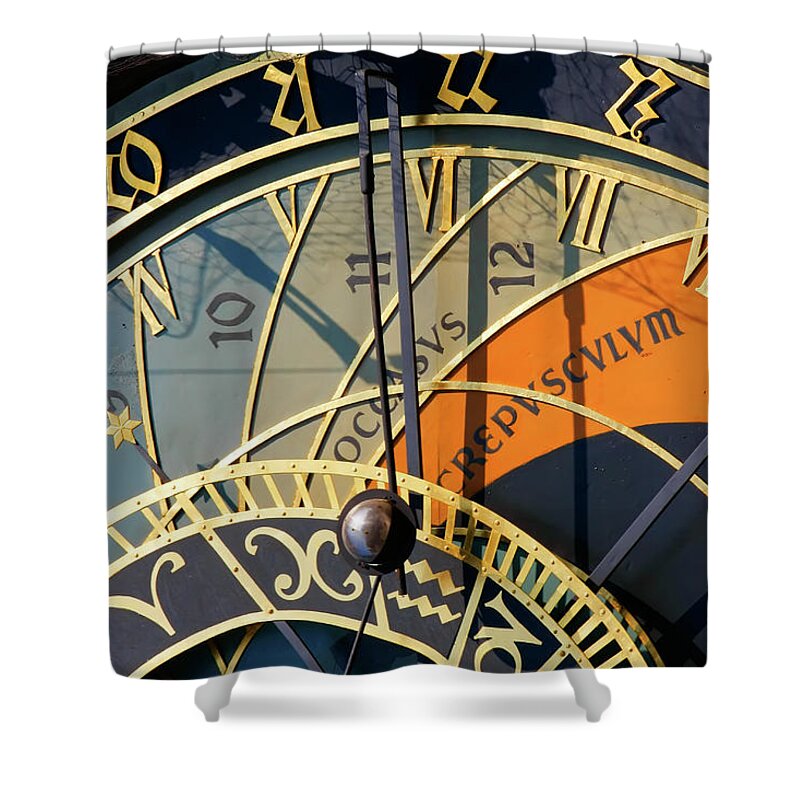 Prague Shower Curtain featuring the photograph Astronomical Clock Prague by KG Thienemann