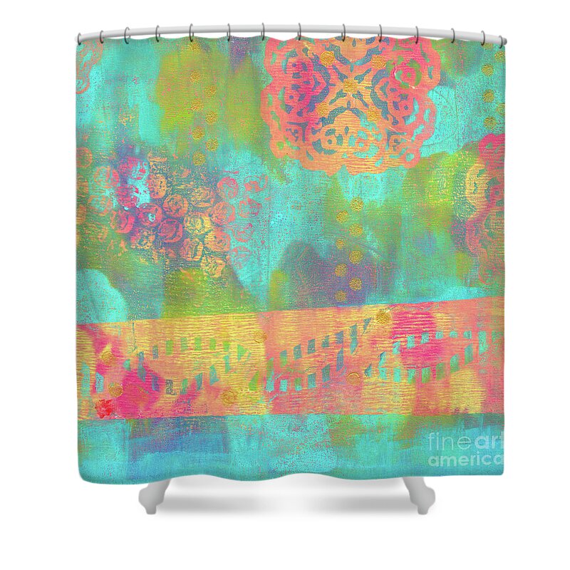 Hao Aiken Shower Curtain featuring the painting AT PEACE Abstract #1 by Hao Aiken
