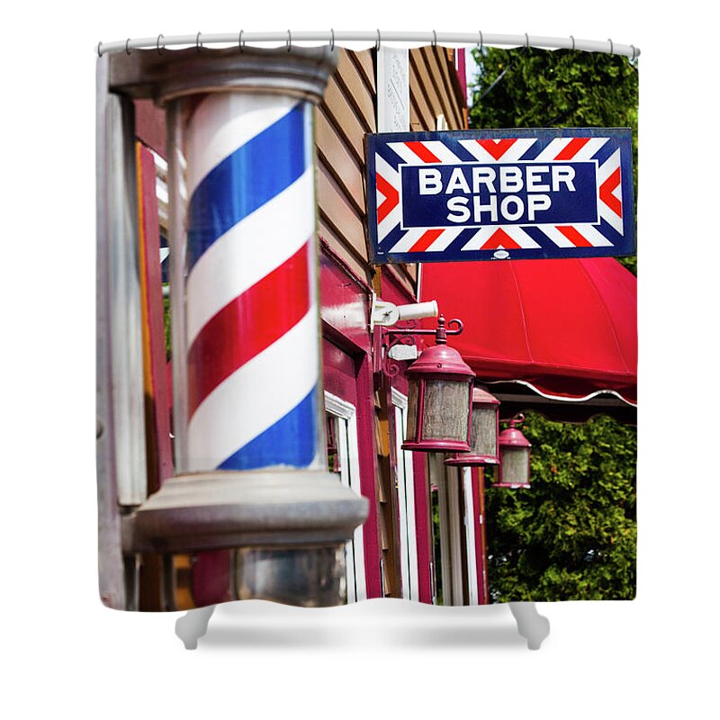 The Barber Shop Shower Curtain featuring the photograph At The Barber Shop by Karol Livote