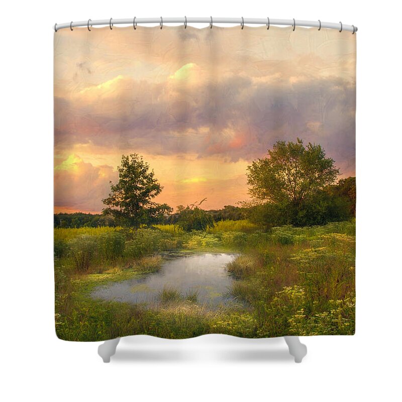 Landscape Shower Curtain featuring the photograph At the end of the day by John Rivera