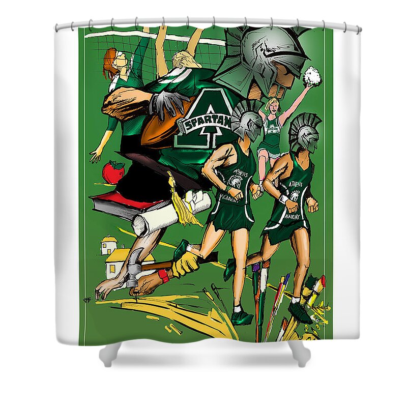  Shower Curtain featuring the painting Athens Academy by John Gholson