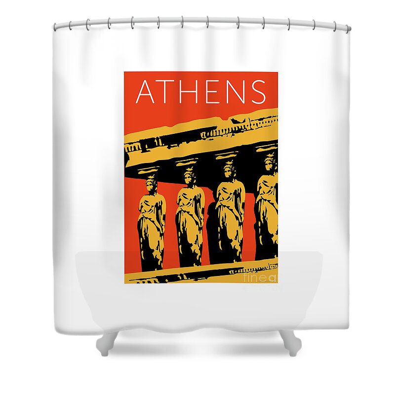 Athens Shower Curtain featuring the digital art ATHENS Erechtheum Orange by Sam Brennan