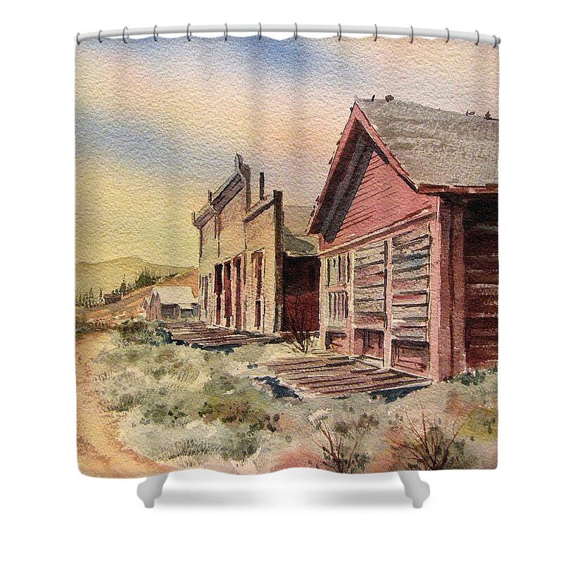 Ghost Town Shower Curtain featuring the painting Atlantic City Ghost Town Wyoming by Kevin Heaney
