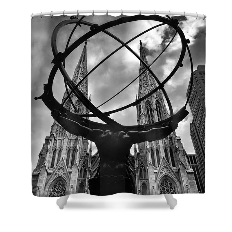 Atlas Shower Curtain featuring the photograph Atlas Holding the Heavens by Jessica Jenney