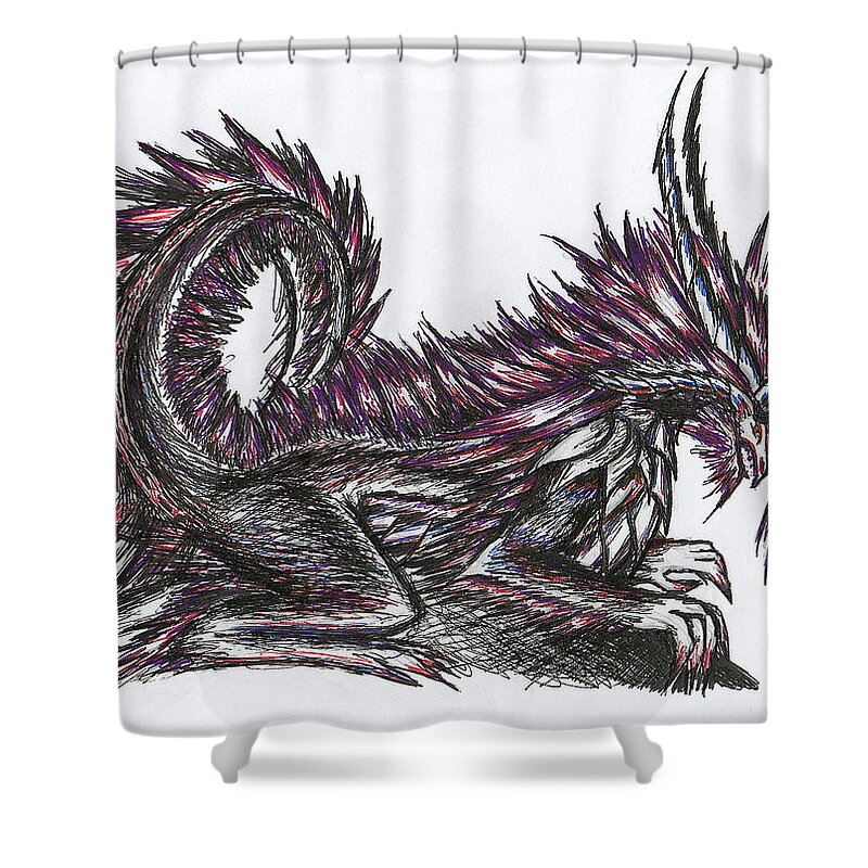 Beast Shower Curtain featuring the painting Atma Weapon Catoblepas Fusion by Shawn Dall