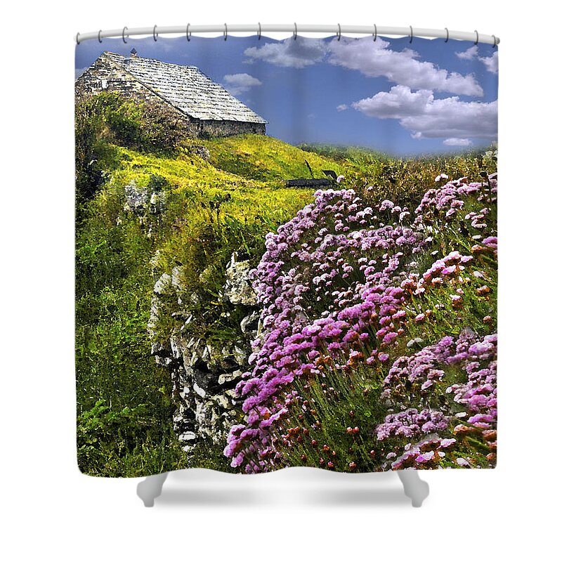  Shower Curtain featuring the digital art Atop a Crag by Vicki Lea Eggen