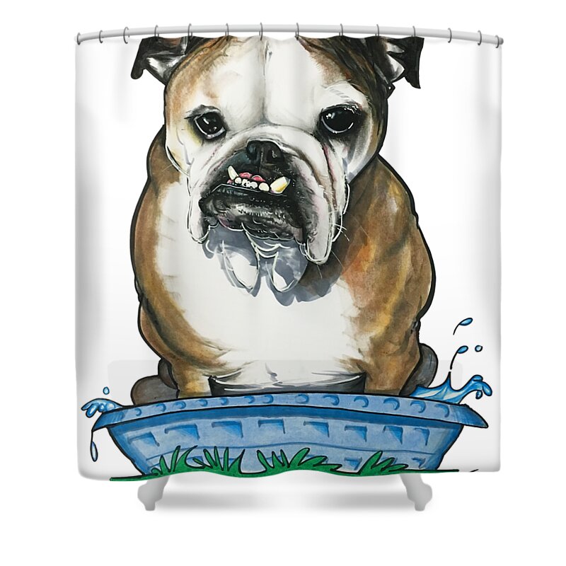 English Bulldog Shower Curtain featuring the drawing Aucoin 3846 by John LaFree