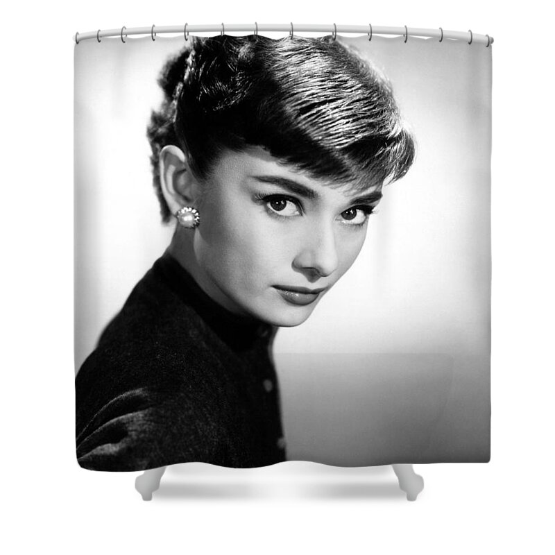 Audrey Hepburn Shower Curtain featuring the photograph Audrey Hepburn by Jackie Russo