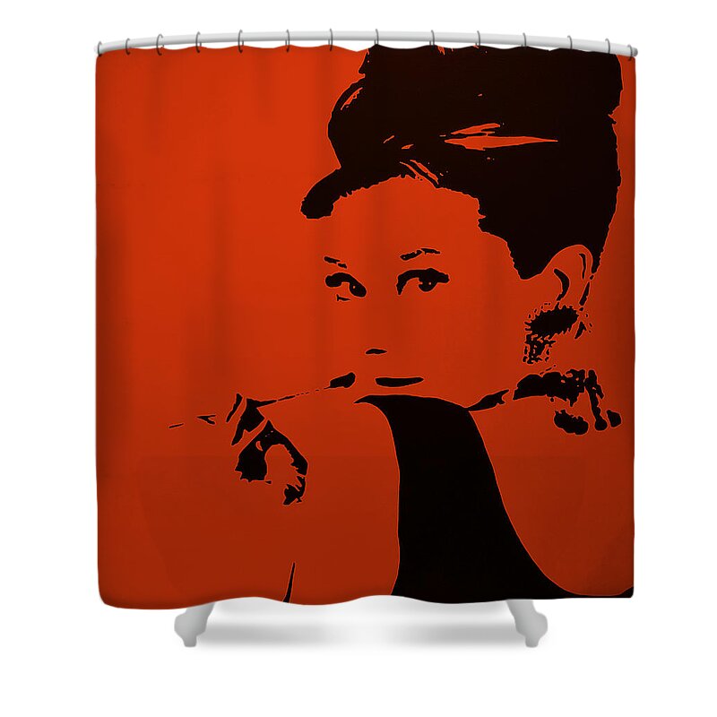 Audrey Hepburn Shower Curtain featuring the photograph Audrey Ruby Red by Rob Hans