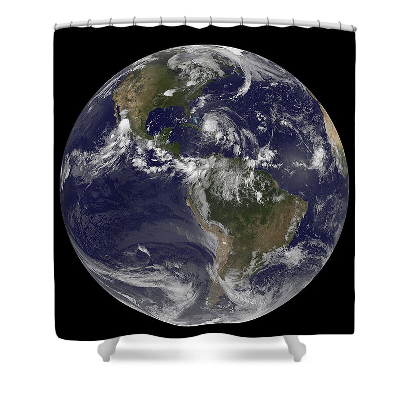 Black Background Shower Curtain featuring the photograph August 24, 2011 - Satellite View by Stocktrek Images