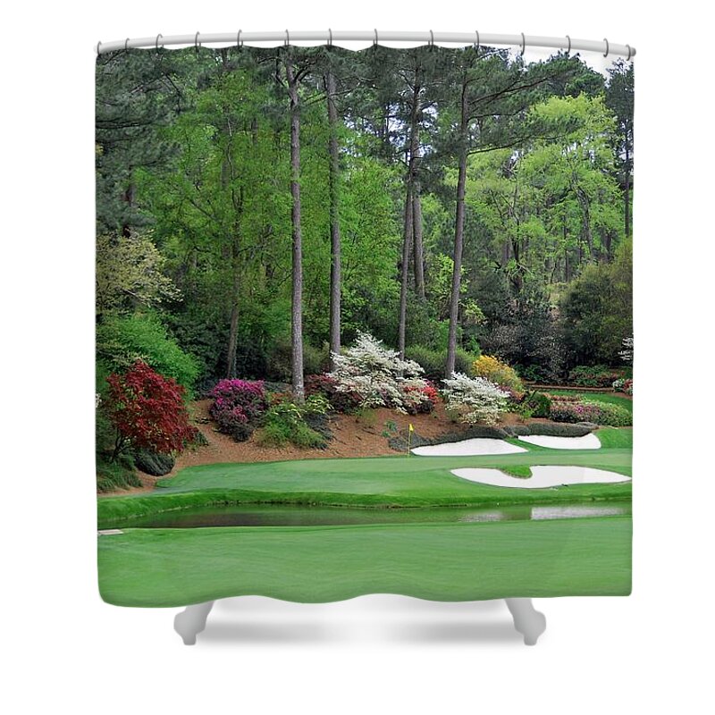 Jack Nicklaus Shower Curtain featuring the photograph Augusta National The Masters 12th Hole Golf Best Course by Peter Nowell