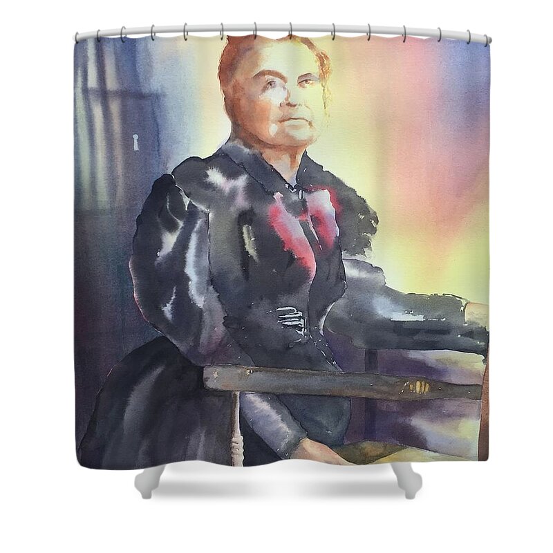 Tara Moorman Paintings Shower Curtain featuring the painting Aunt Carry A. Nation, Circa 1900 by Tara Moorman