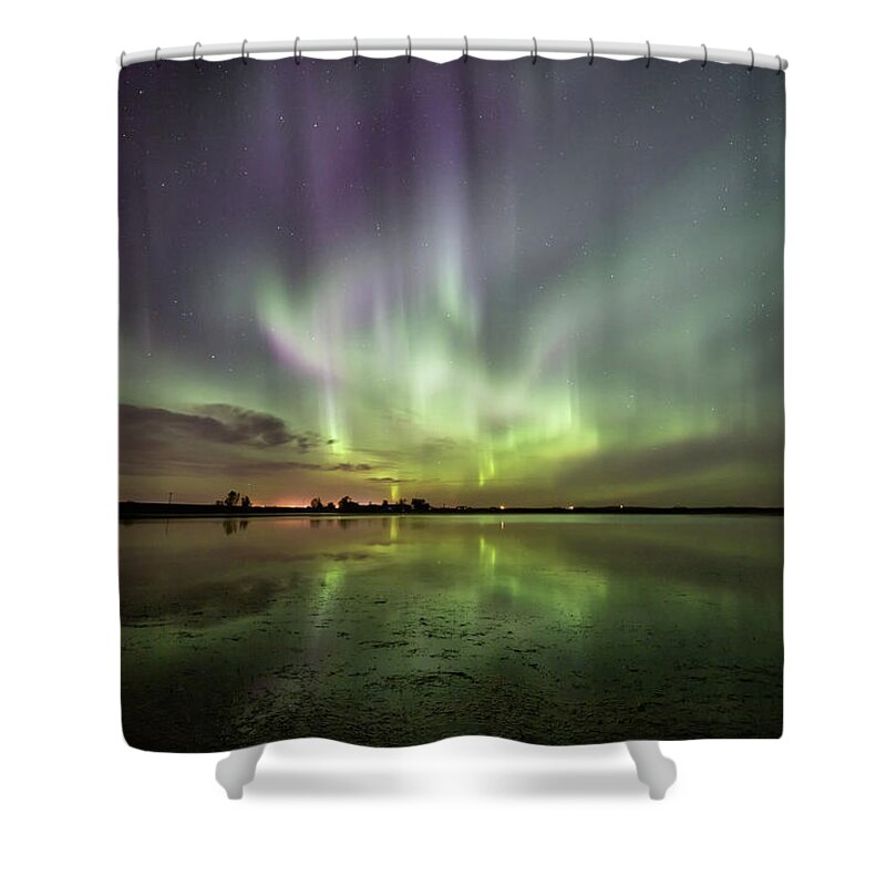 Aurora Borealis Shower Curtain featuring the photograph Aurora Borealis by Celine Pollard