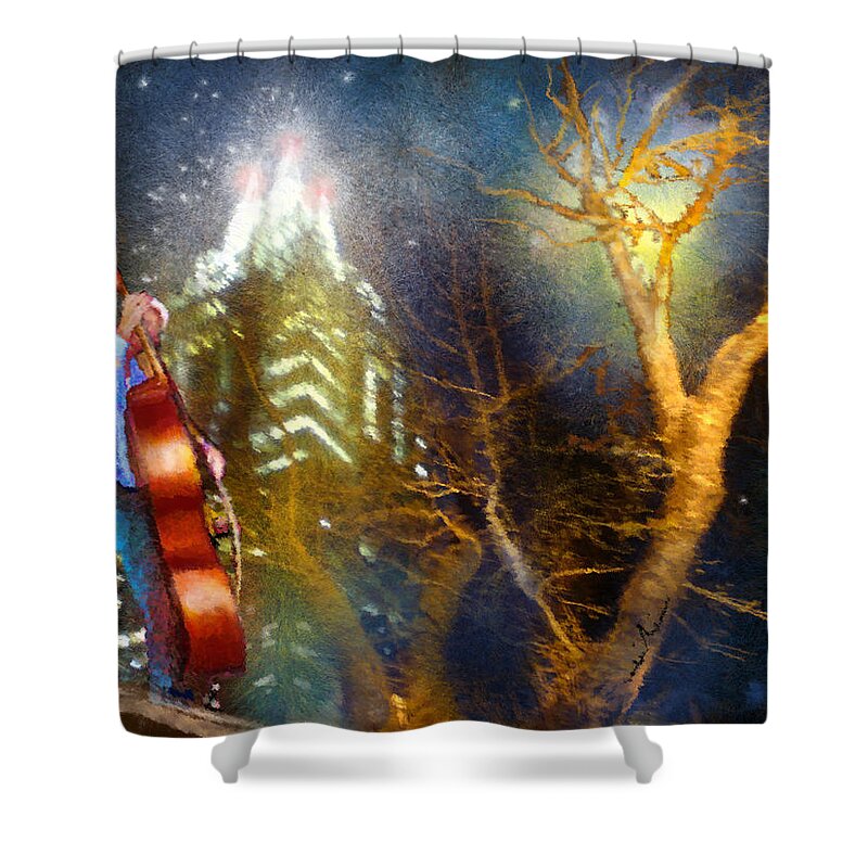 Austin Art Shower Curtain featuring the painting Austin Nights 02 by Miki De Goodaboom
