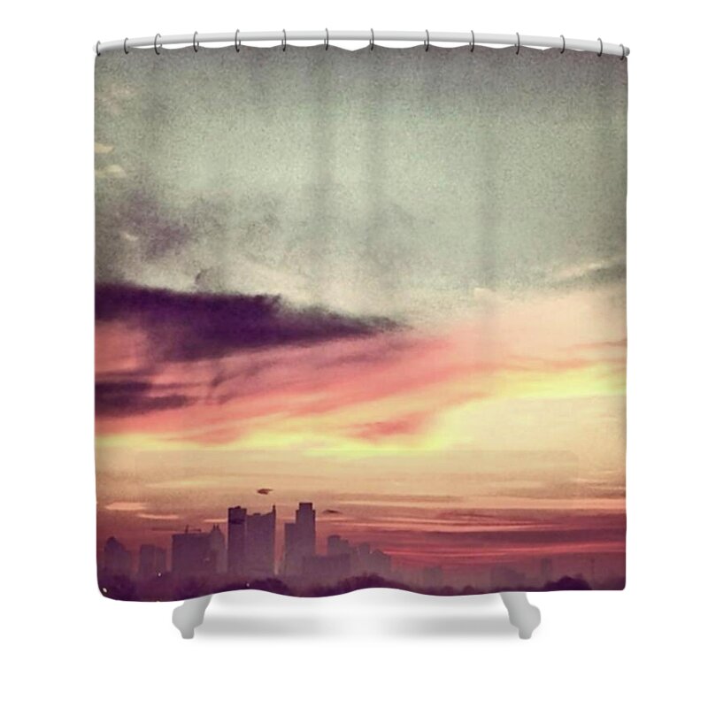 Sunrise Shower Curtain featuring the painting Austins Sunrise by Austin Baggett