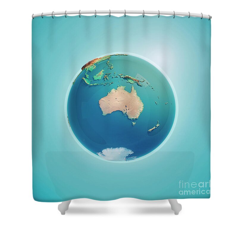 Australia Shower Curtain featuring the digital art Australia 3D Render Planet Earth by Frank Ramspott