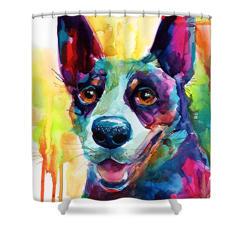 Heeler Shower Curtain featuring the painting Australian Cattle Dog heeler by Svetlana Novikova