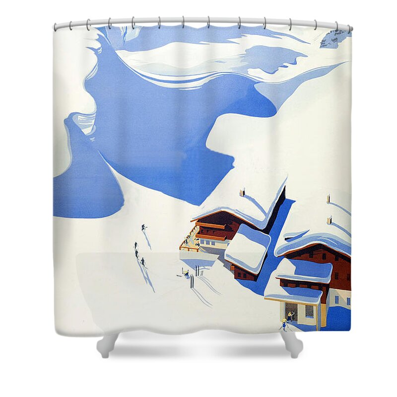 Austria Shower Curtain featuring the digital art Austria, alps, winter ski sport by Long Shot