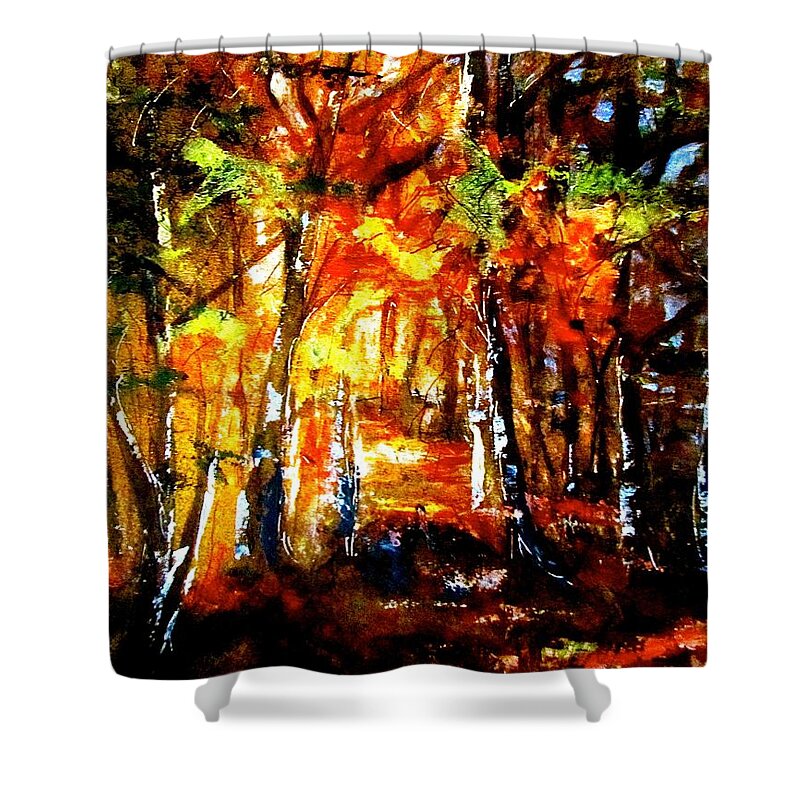 Fall Shower Curtain featuring the painting Autum Wood by Barbara O'Toole
