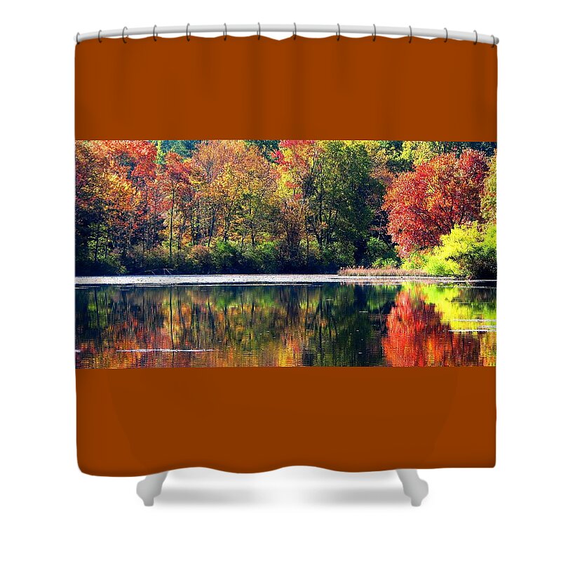 Lake Shower Curtain featuring the photograph Autumn At Laurel Lake by Angela Davies