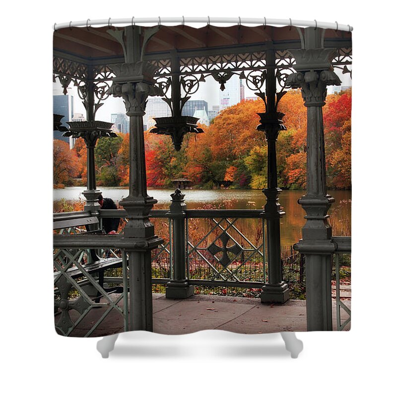 Central Park Shower Curtain featuring the photograph Autumn at The Ladies Pavilion by Jessica Jenney