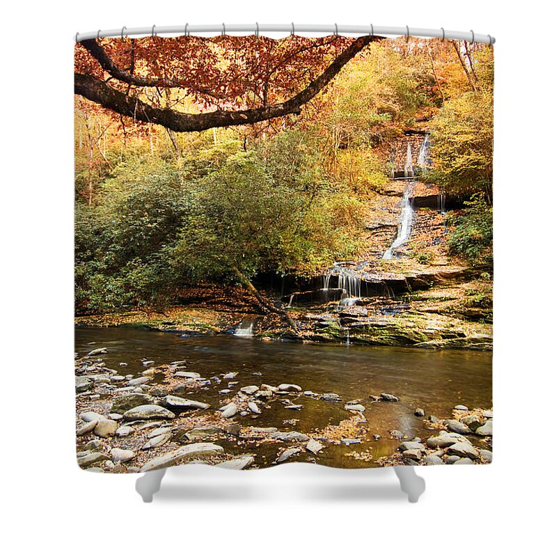 Waterfall Shower Curtain featuring the photograph Autumn at Tom Branch Falls by Bob Decker