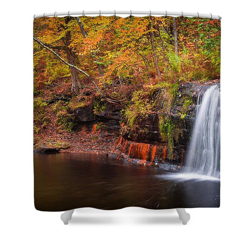 Autumn Shower Curtain featuring the photograph Autumn at Wolf Creek Falls by Rikk Flohr