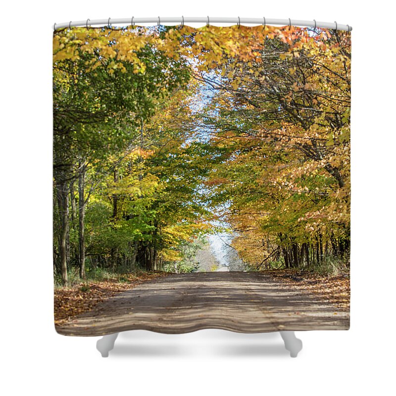 Autumn Shower Curtain featuring the photograph Autumn Backroad by John McGraw