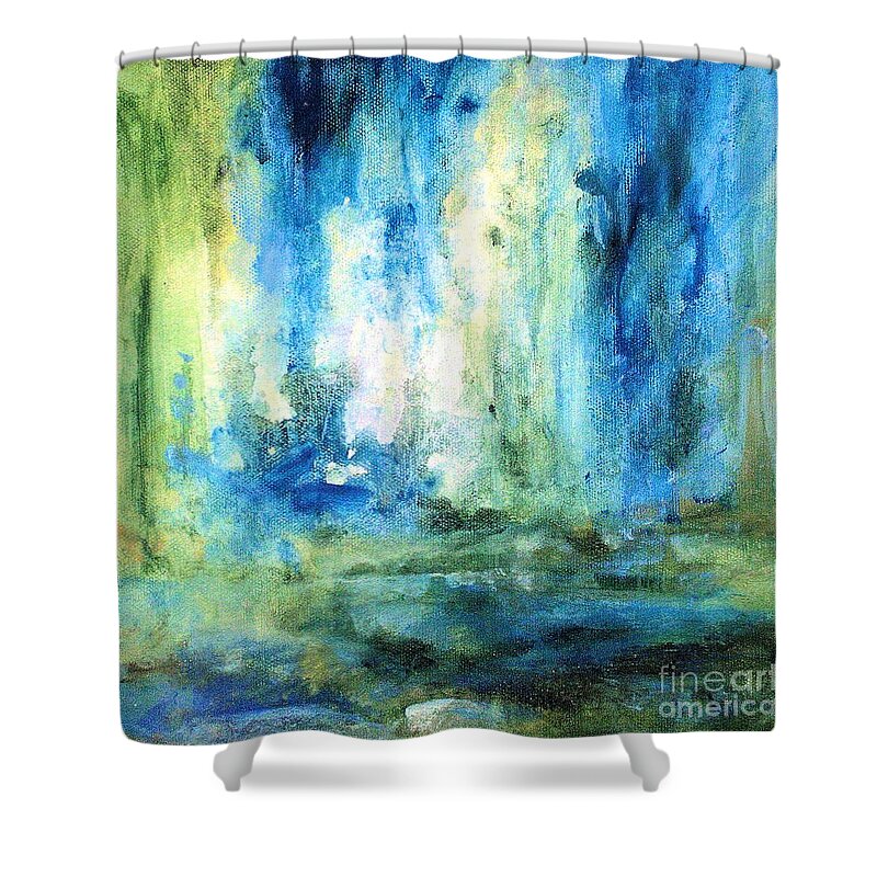 Art Shower Curtain featuring the painting Spring Rain by Laurie Rohner