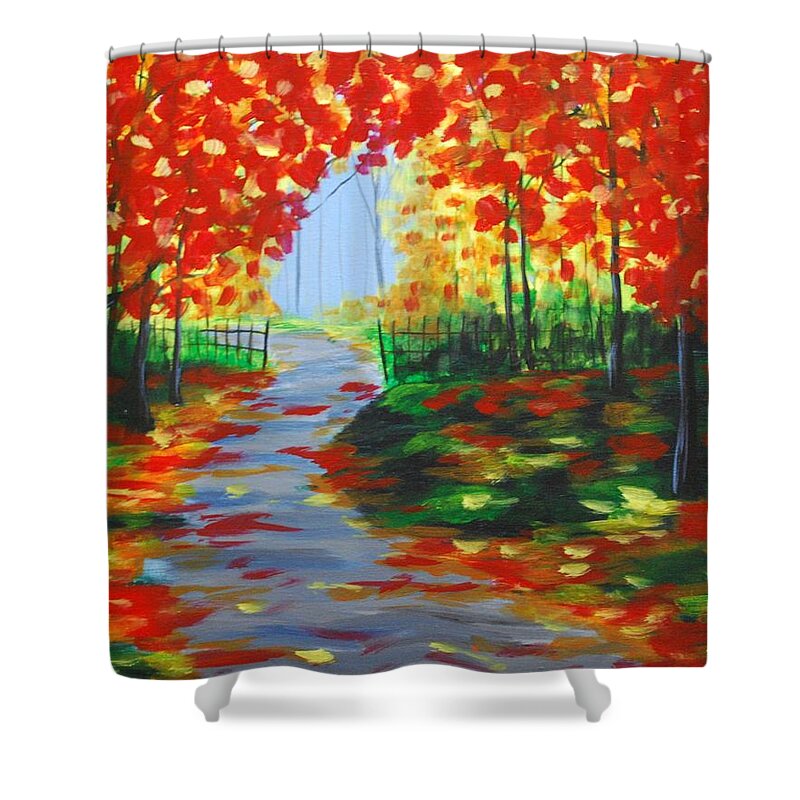 Fall Shower Curtain featuring the painting Autumn Blaze by Emily Page
