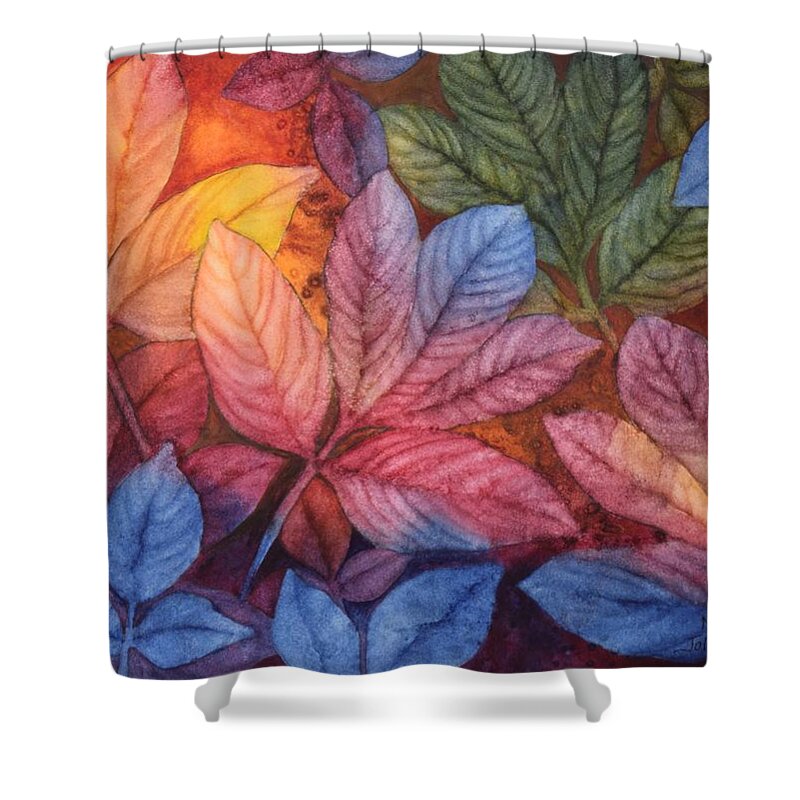 Leaves Shower Curtain featuring the painting Autumn Color by Nancy Jolley
