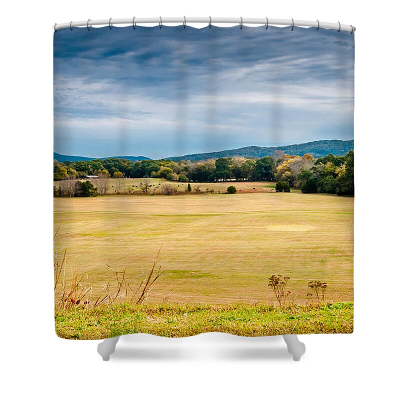 Mountains Shower Curtain featuring the photograph Autumn Field by James L Bartlett