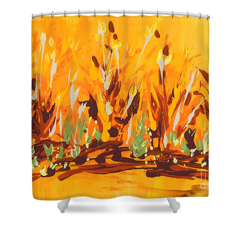 Orange Shower Curtain featuring the painting Autumn Garden by Holly Carmichael