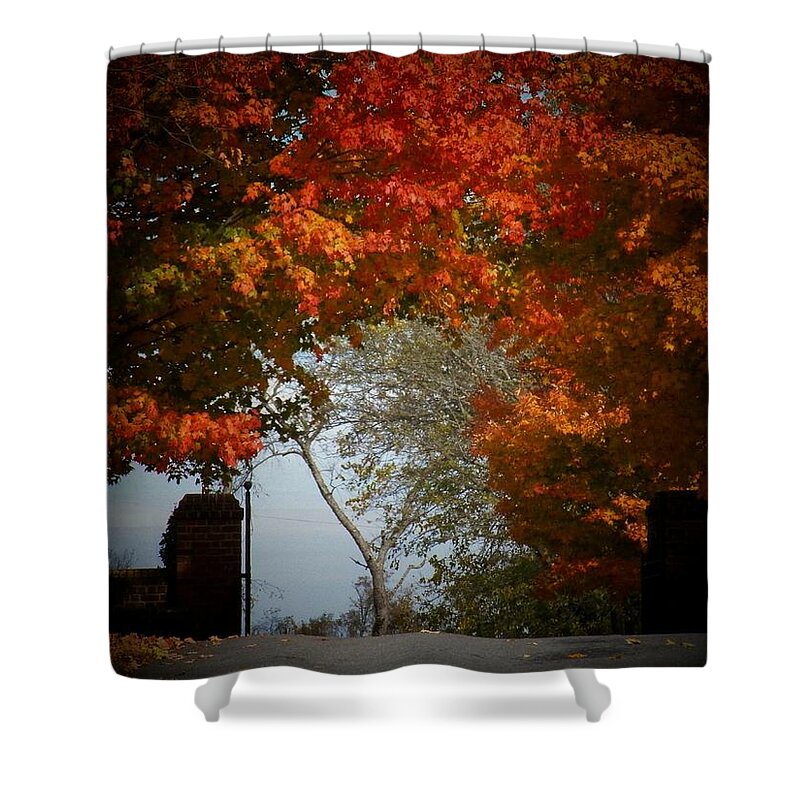 Autumn Shower Curtain featuring the photograph Autumn Gate by Joyce Kimble Smith