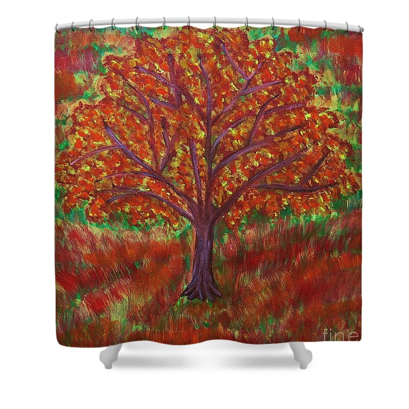 Colorful Shower Curtain featuring the painting Autumn by Gina Nicolae Johnson