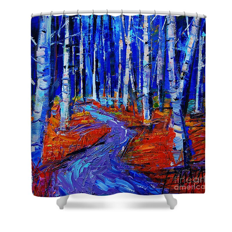 Autumn Impression Shower Curtain featuring the painting Autumn Impression by Mona Edulesco