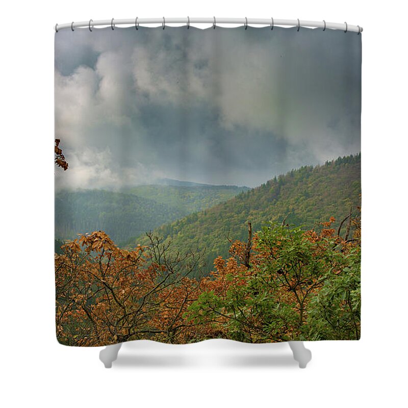 Iautumn Shower Curtain featuring the photograph Autumn in the Ilsetal, Harz by Andreas Levi