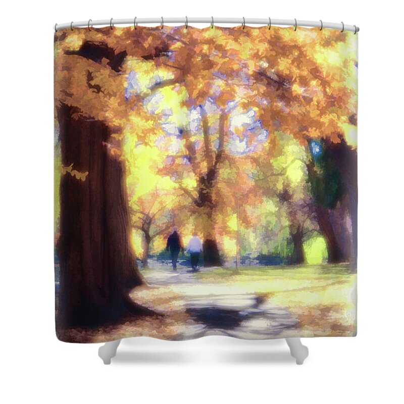 Autumn Shower Curtain featuring the photograph Autumn in the Park by Jeannine Walker